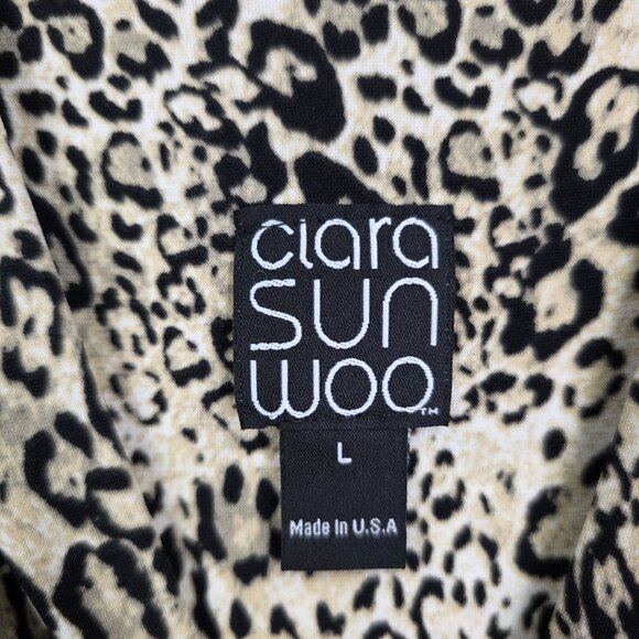 Womens Ciara Sun Woo Leopard Print Jumpsuit V Neck 3/4 Sleeves Polyester Size L - Picture 6 of 12